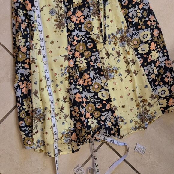 NWT ModCloth Unique Persona Midi Dress Long Sleeve Yellow Floral Dragonfly 4 - Picture 10 of 14